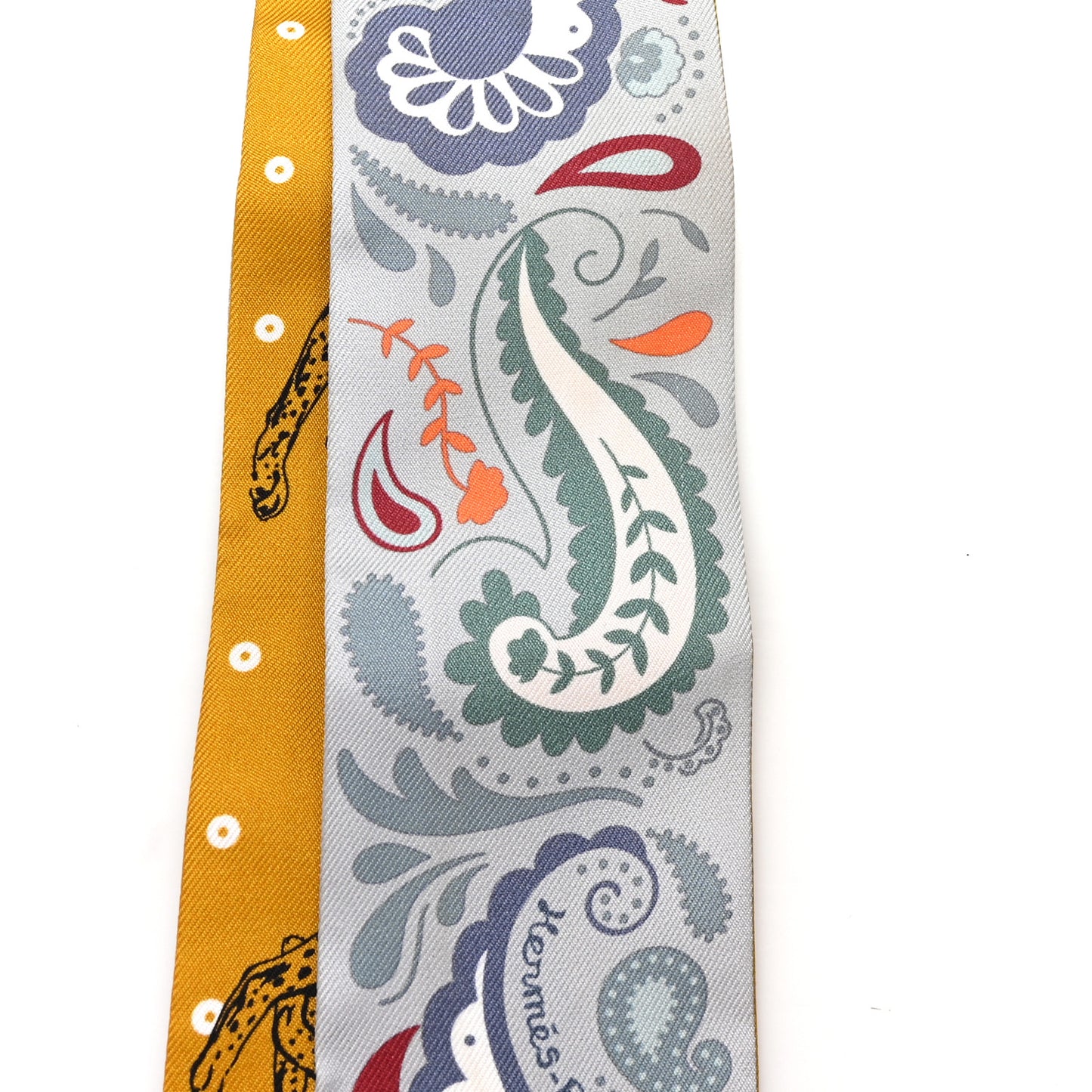 Silk Guepards Bandana Twilly Gris Perle Rouge H Gris Perle Rouge H