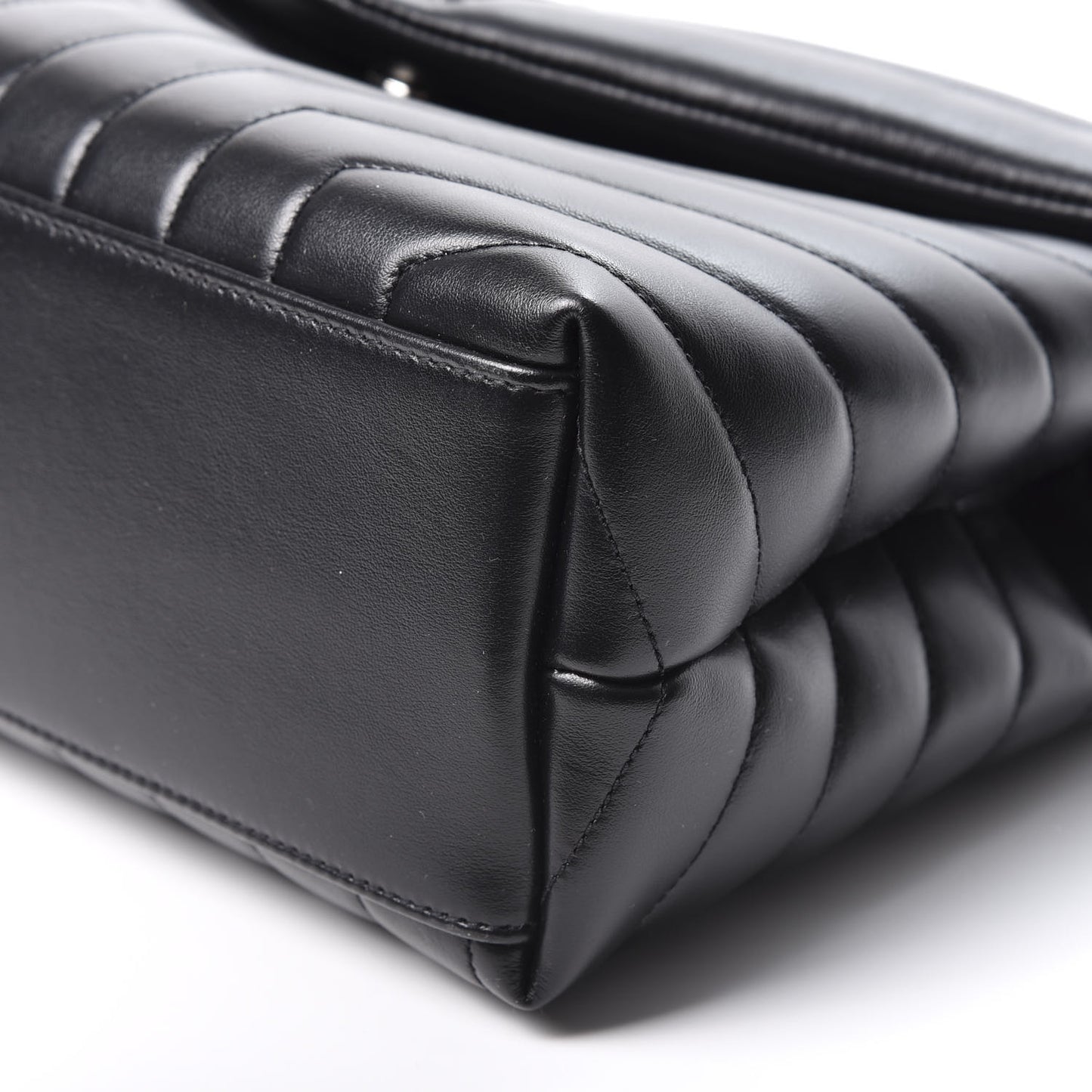 Calfskin Y Quilted Monogram Medium Loulou Chain Satchel Black