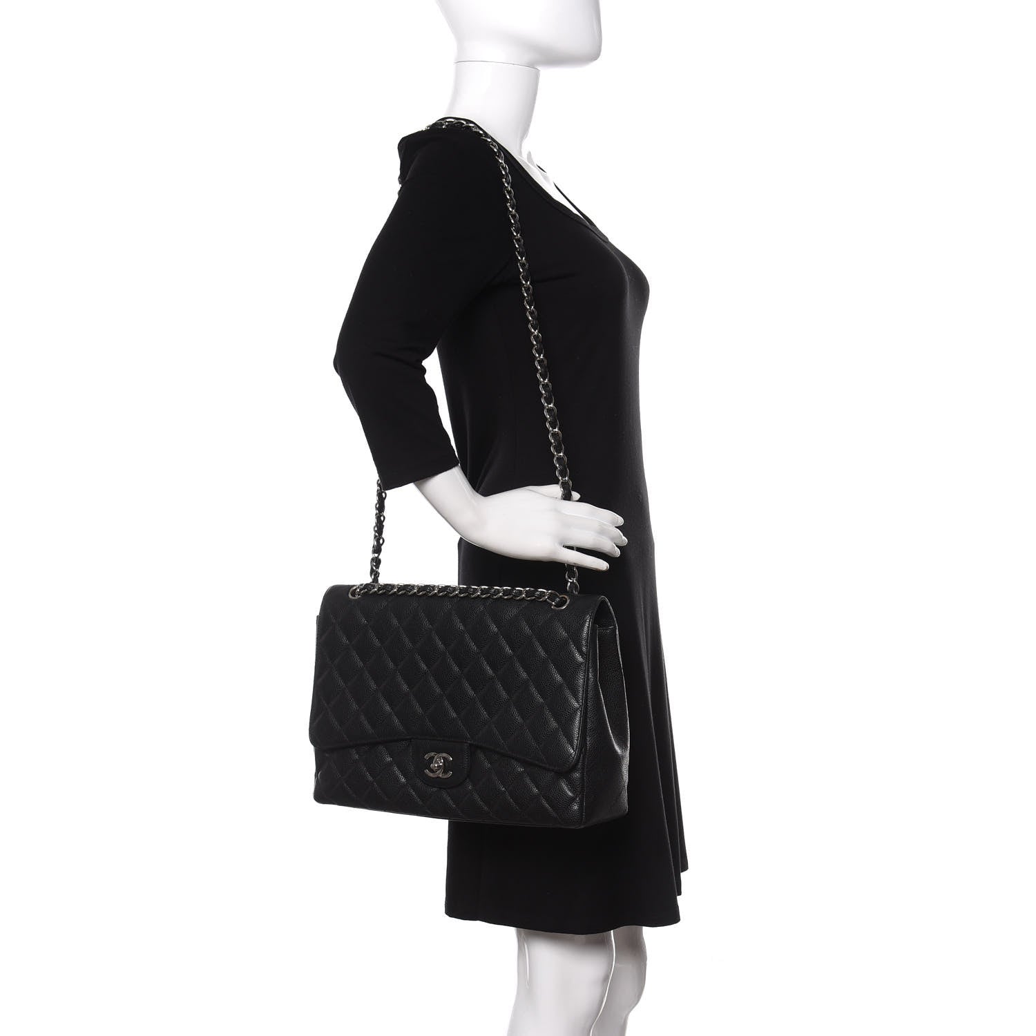 Chanel Caviar Quilted Maxi Single Flap Black 2 of 11