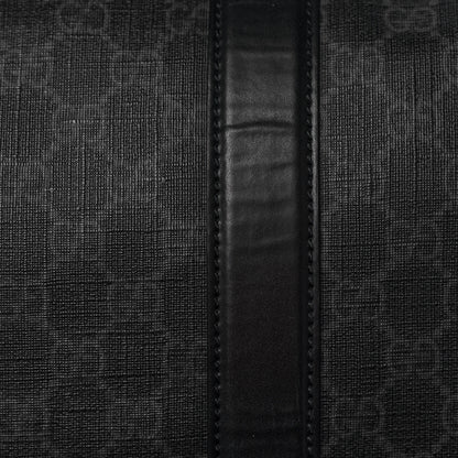 Gucci Soft GG Supreme Monogram Appia Calfskin Web Large Carry On Duffle Bag Black Grey 14 of 15