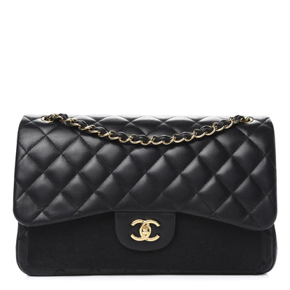Chanel Lambskin Quilted Jumbo Double Flap Black 1 of 9
