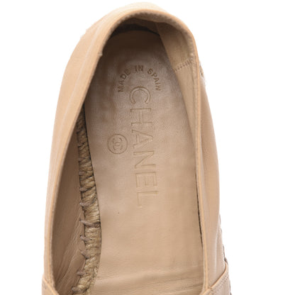 Chanel Lambskin CC Espadrilles 38 Beige Black 6 of 11