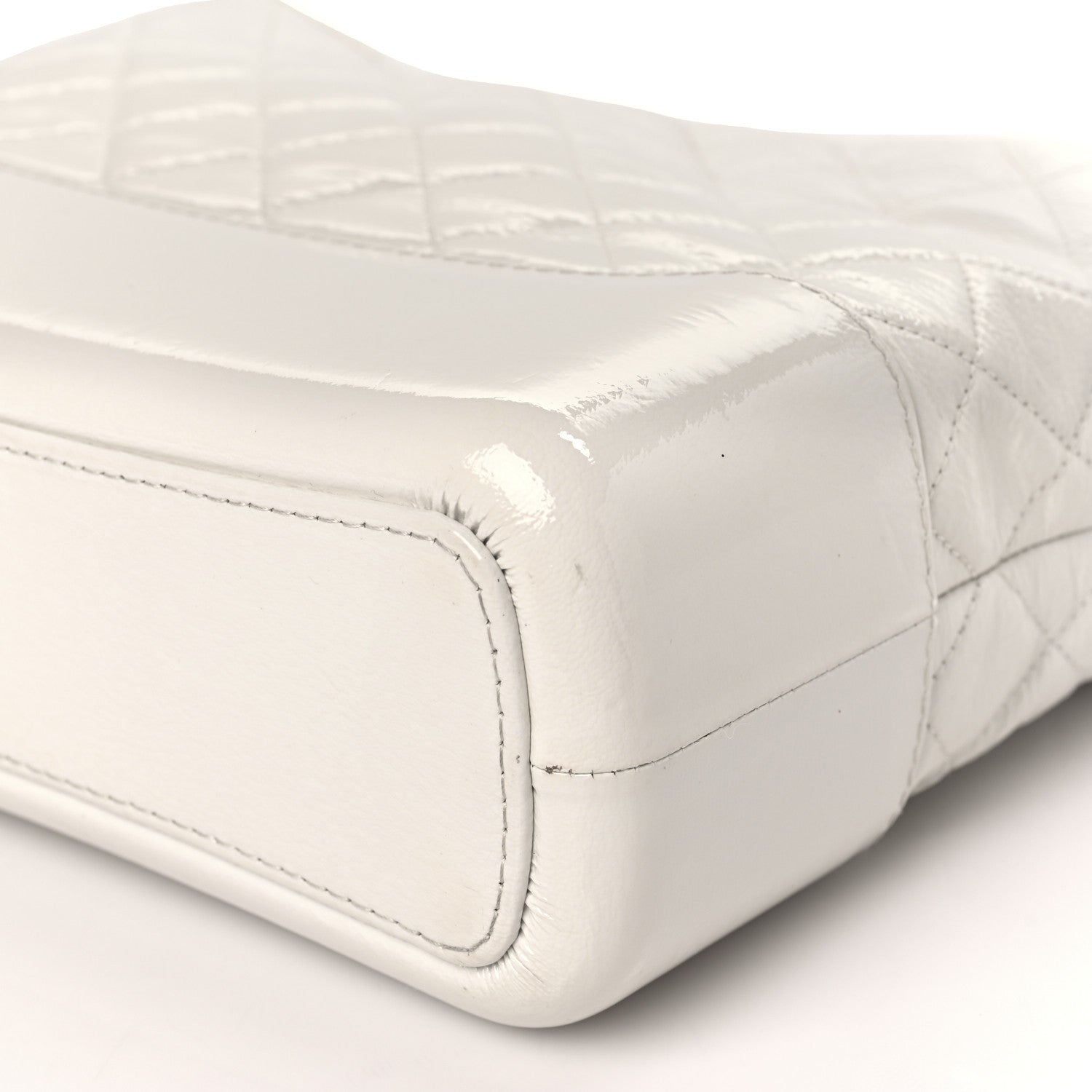 Chanel Patent Goatskin Quilted Medium Gabrielle Hobo White 9 of 11