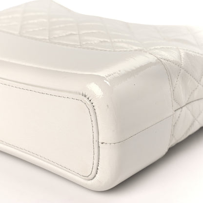 Chanel Patent Goatskin Quilted Medium Gabrielle Hobo White 9 of 11