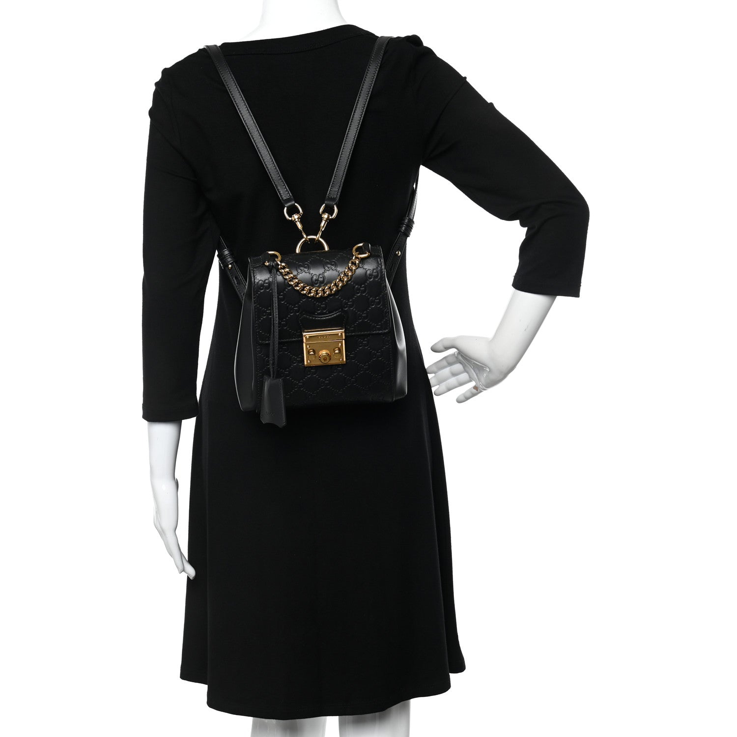 Gucci Guccissima Signature Padlock Backpack Black 1348326 – FASHIONPHILE