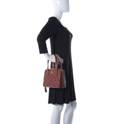 Chanel Calfskin Contrast Stitch Small Surpique Bowler Brown 2 of 8