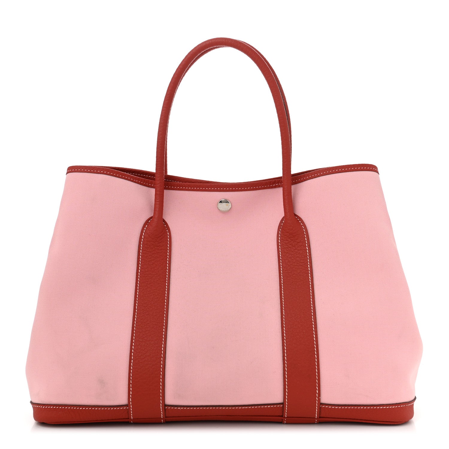 Hermes Toile Militaire Vache Country Garden Party Tote 36 MM Rose Sakura Rouge Duchesse 1 of 11