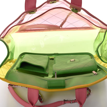 Chanel PVC Lambskin Stitched Medium Coco Splash Shopping Bag Pink Yellow 6 of 10