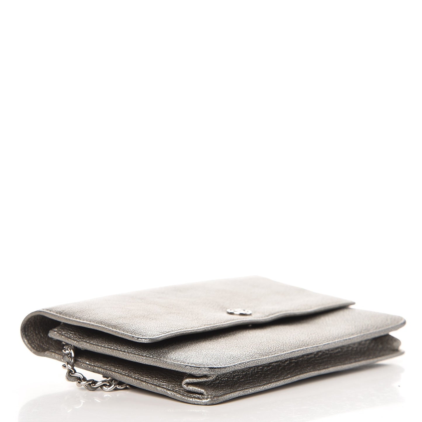 Metallic Goatskin Wallet On Chain WOC Silver
