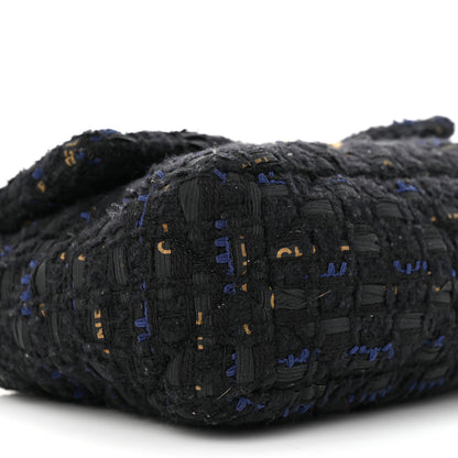Chanel Tweed Quilted Medium Chanel 19 Flap Black Navy Gold 9 of 11