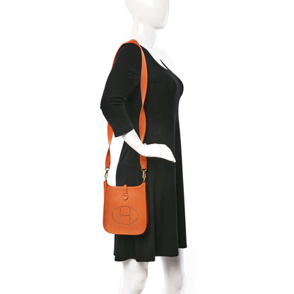 Hermes Taurillon Clemence Evelyne TPM Orange 2 of 9