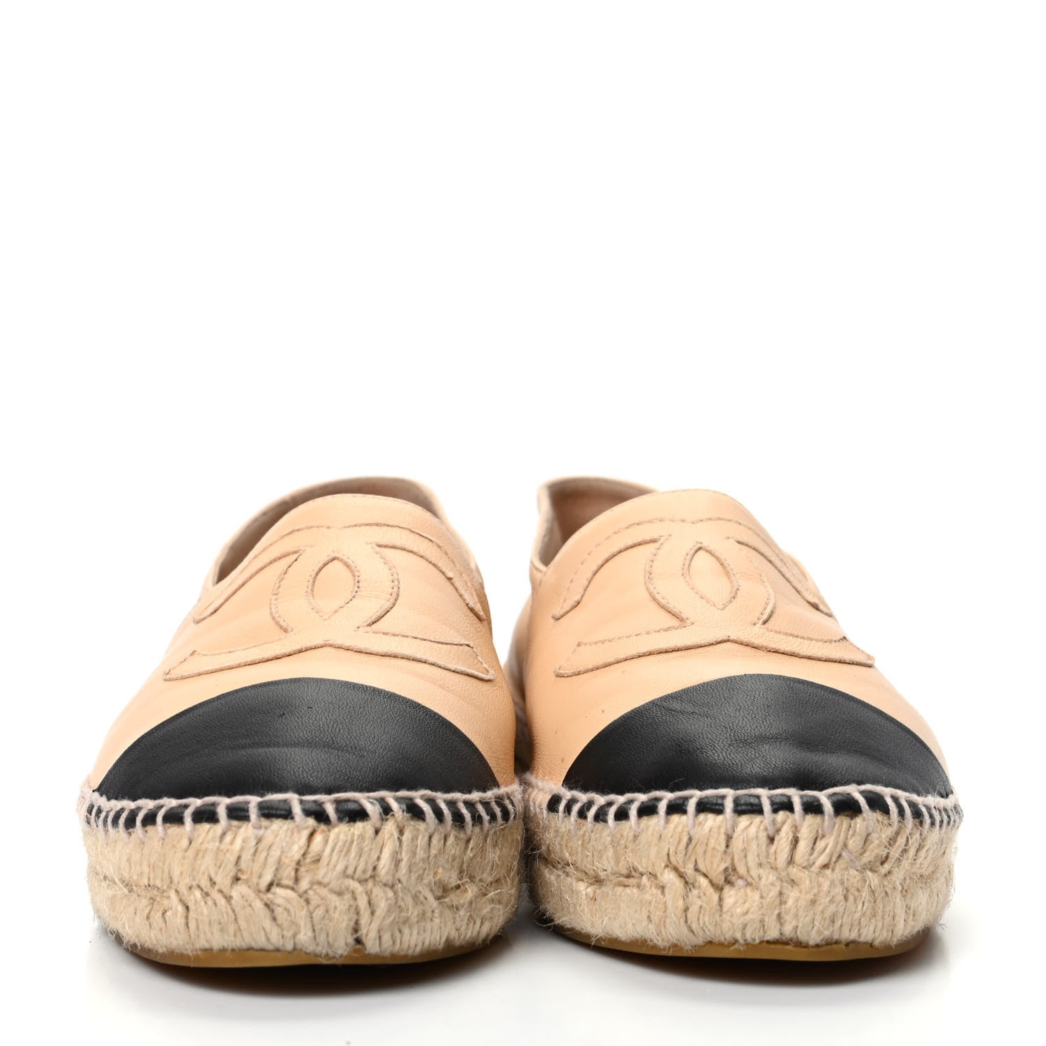 Chanel Lambskin CC Espadrilles 38 Beige Black 2 of 8