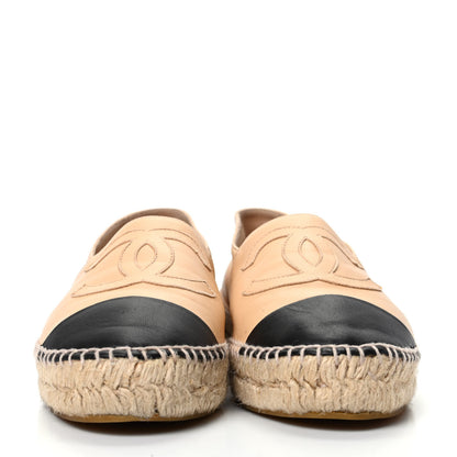Chanel Lambskin CC Espadrilles 38 Beige Black 2 of 8