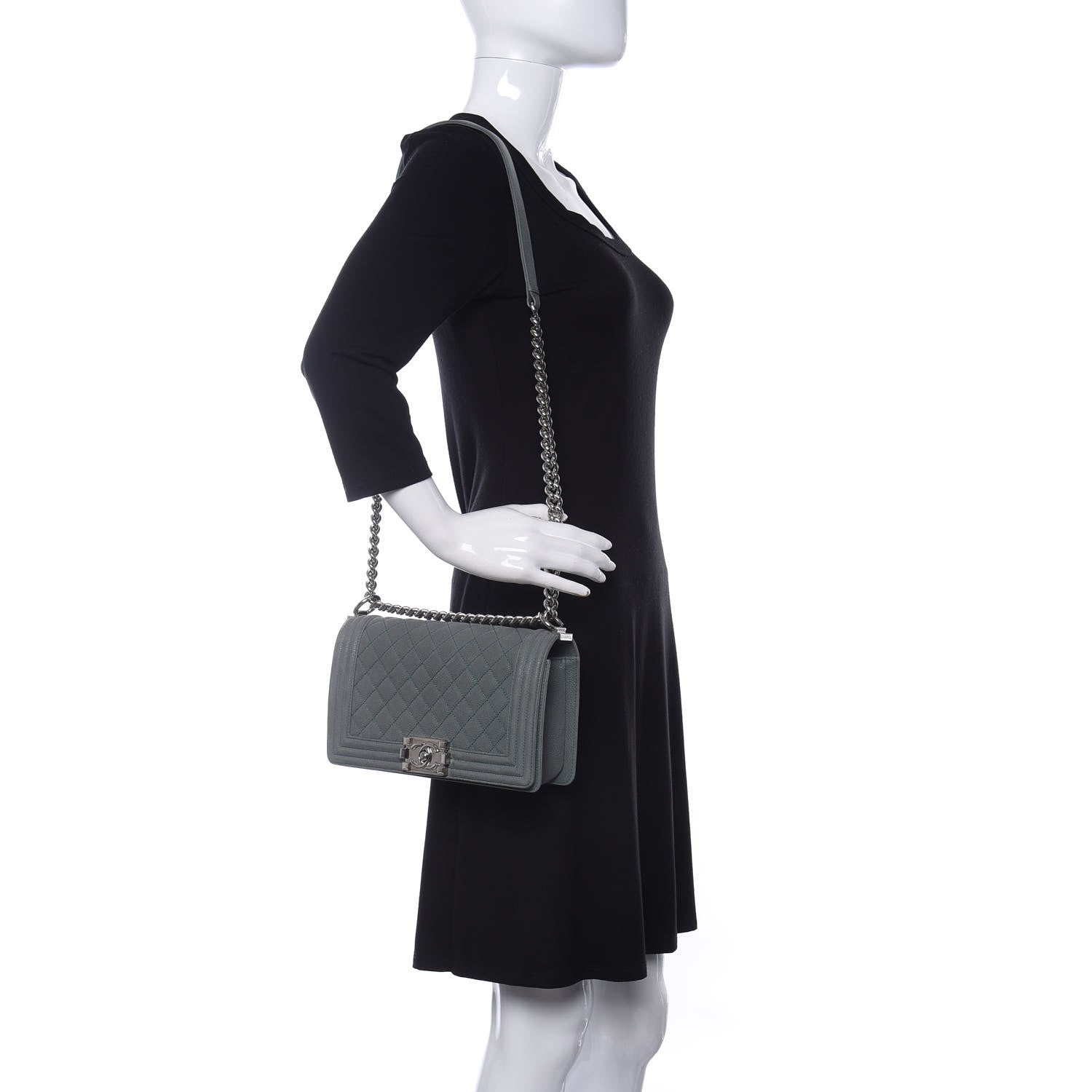 Chanel Iridescent Caviar Quilted Medium Boy Flap Green 2 of 9