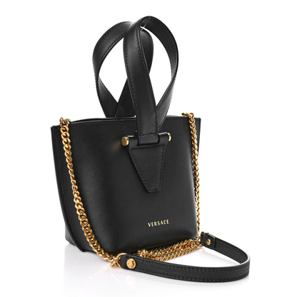 Versace Vitello Mini Virtus Bucket Bag Black 3 of 9