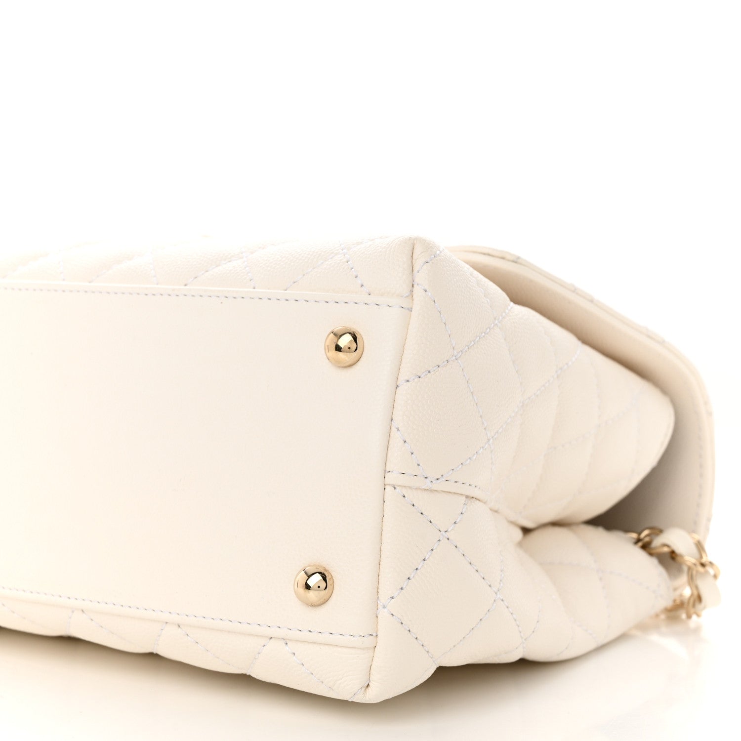 Chanel Caviar Quilted Small Coco Handle Flap White 10 of 10
