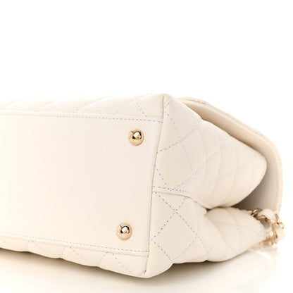 Chanel Caviar Quilted Small Coco Handle Flap White 10 of 10
