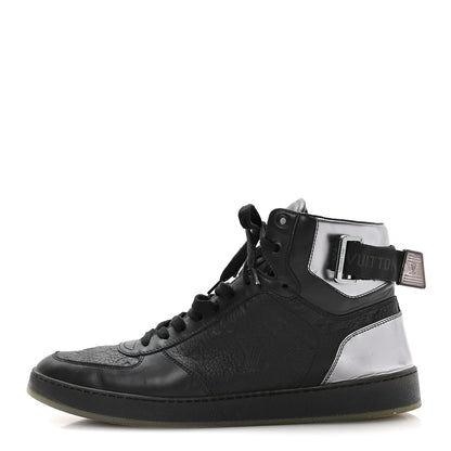 Louis Vuitton Calfskin Embossed Monogram Rivoli High Top Sneakers 11 Black Silver 1 of 8