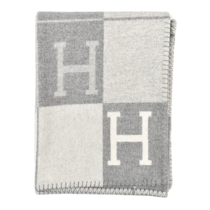 Hermes Wool Cashmere Avalon III Blanket Ecru Gris Clair 1 of 3