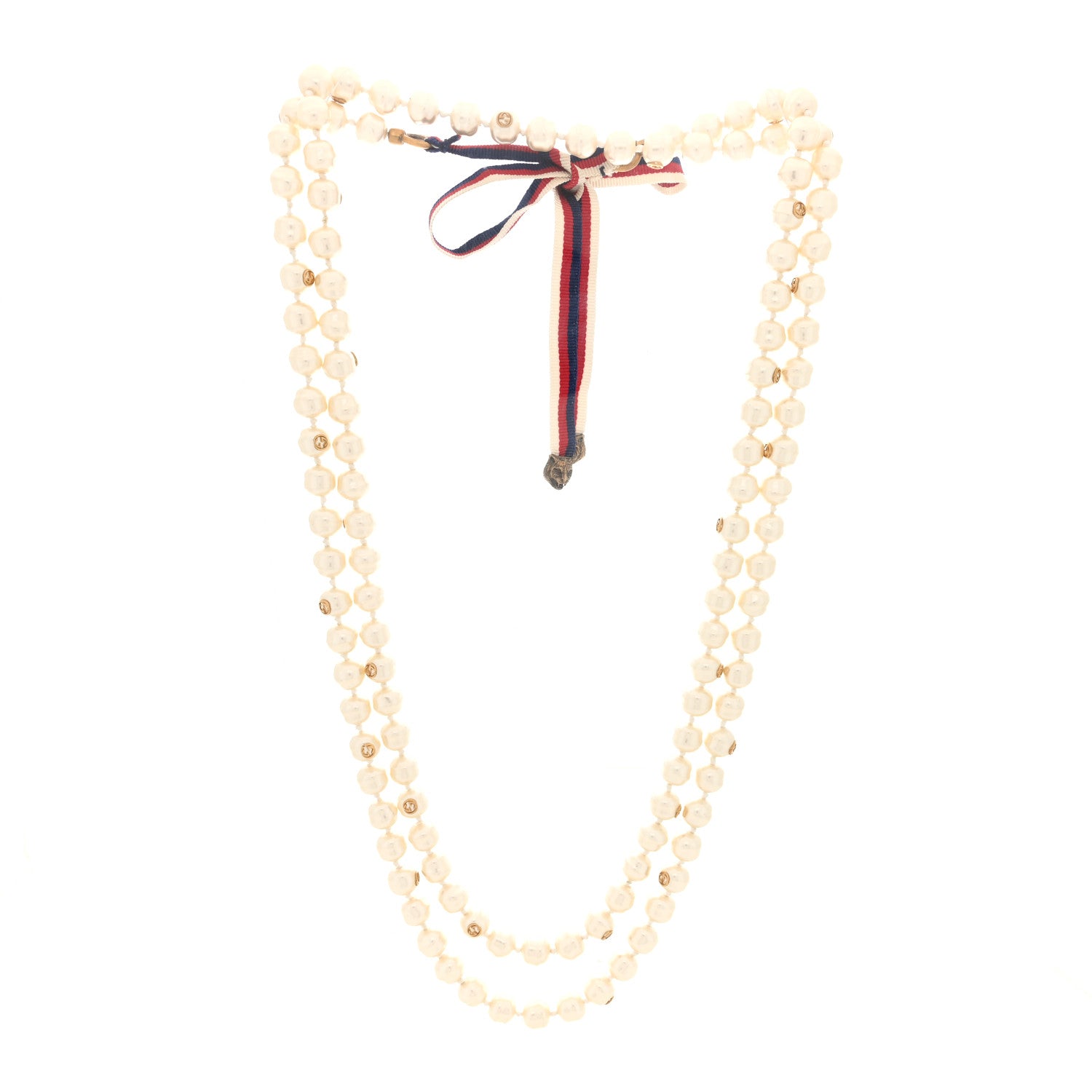 Gucci Pearl Ribbon Feline Strand Necklace 1 of 3