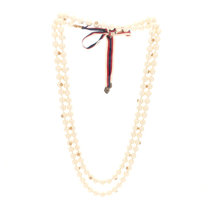 Gucci Pearl Ribbon Feline Strand Necklace 1 of 3
