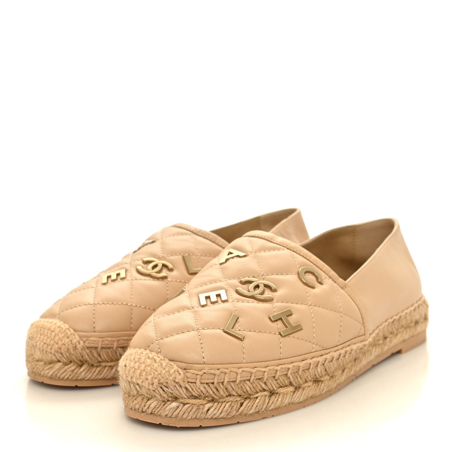 Chanel Lambskin Quilted CC Logo Espadrilles 40 Beige 3 of 8