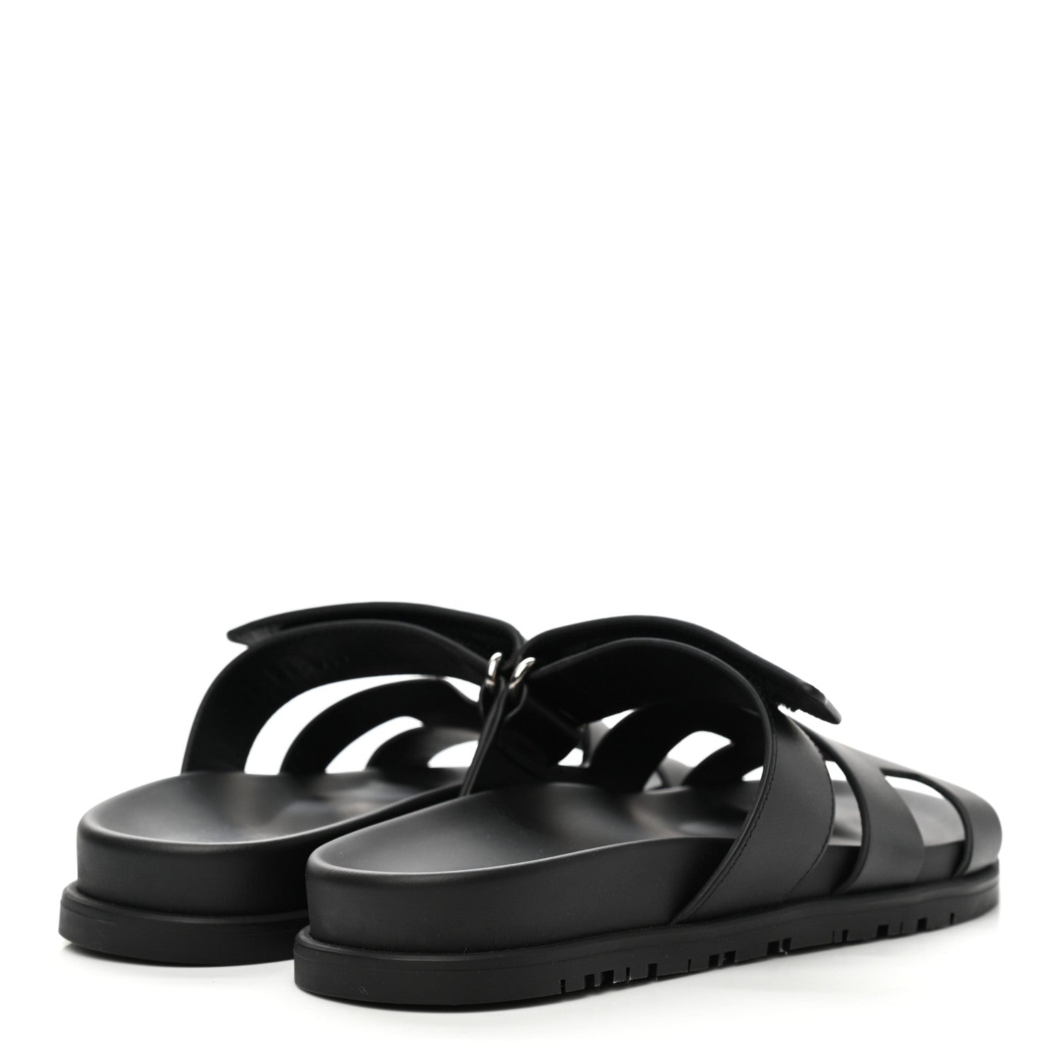 Hermes Calfskin Womens Chypre Sandals 36.5 Black 4 of 11