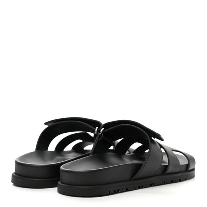 Hermes Calfskin Womens Chypre Sandals 36.5 Black 4 of 11