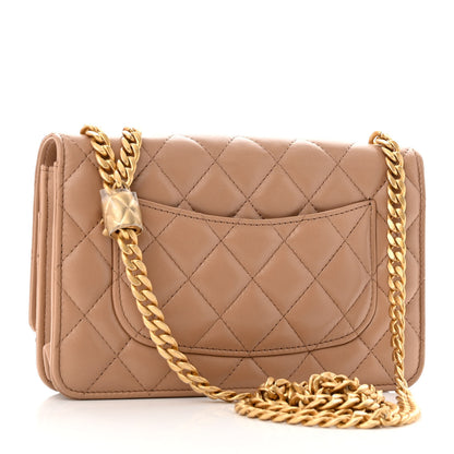 Chanel Lambskin Quilted Pillow Crush Wallet On Chain WOC Dark Beige 3 of 12