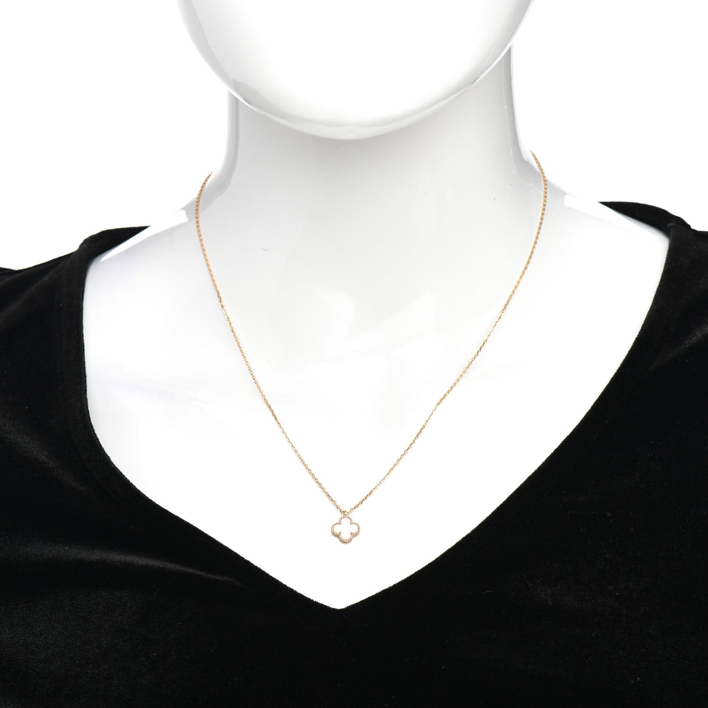 18K Yellow Gold Mother of Pearl Sweet Alhambra Pendant Necklace