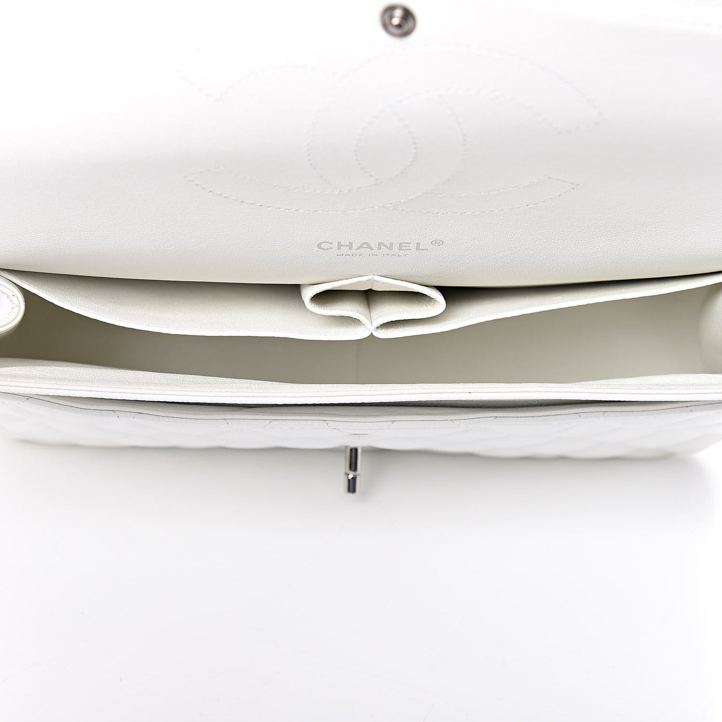Caviar Quilted Jumbo Double Flap White