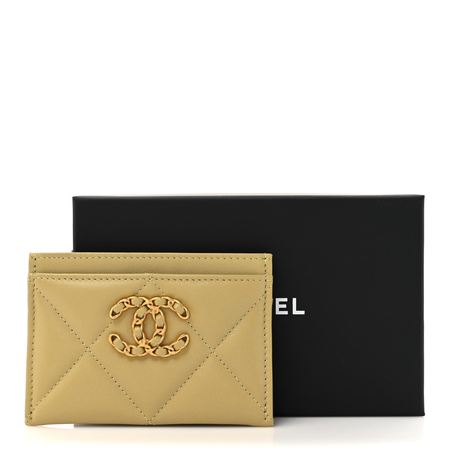 Chanel Lambskin Quilted Chanel 19 Card Holder Light Green 10 of 10