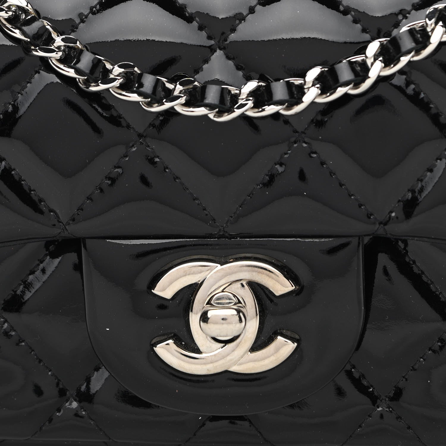 Chanel Patent Calfskin Quilted Extra Mini Rectangular Flap Black 8 of 12