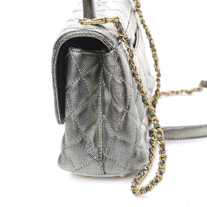 Chanel Metallic Caviar Quilted Mini Coco Handle Flap Silver 9 of 10