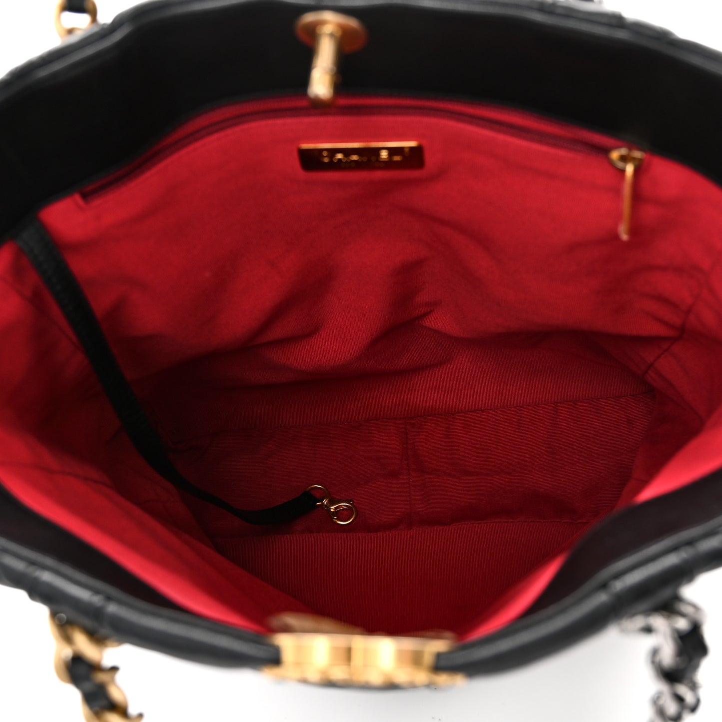 Lambskin Quilted Chanel 19 Shopping Bag Black