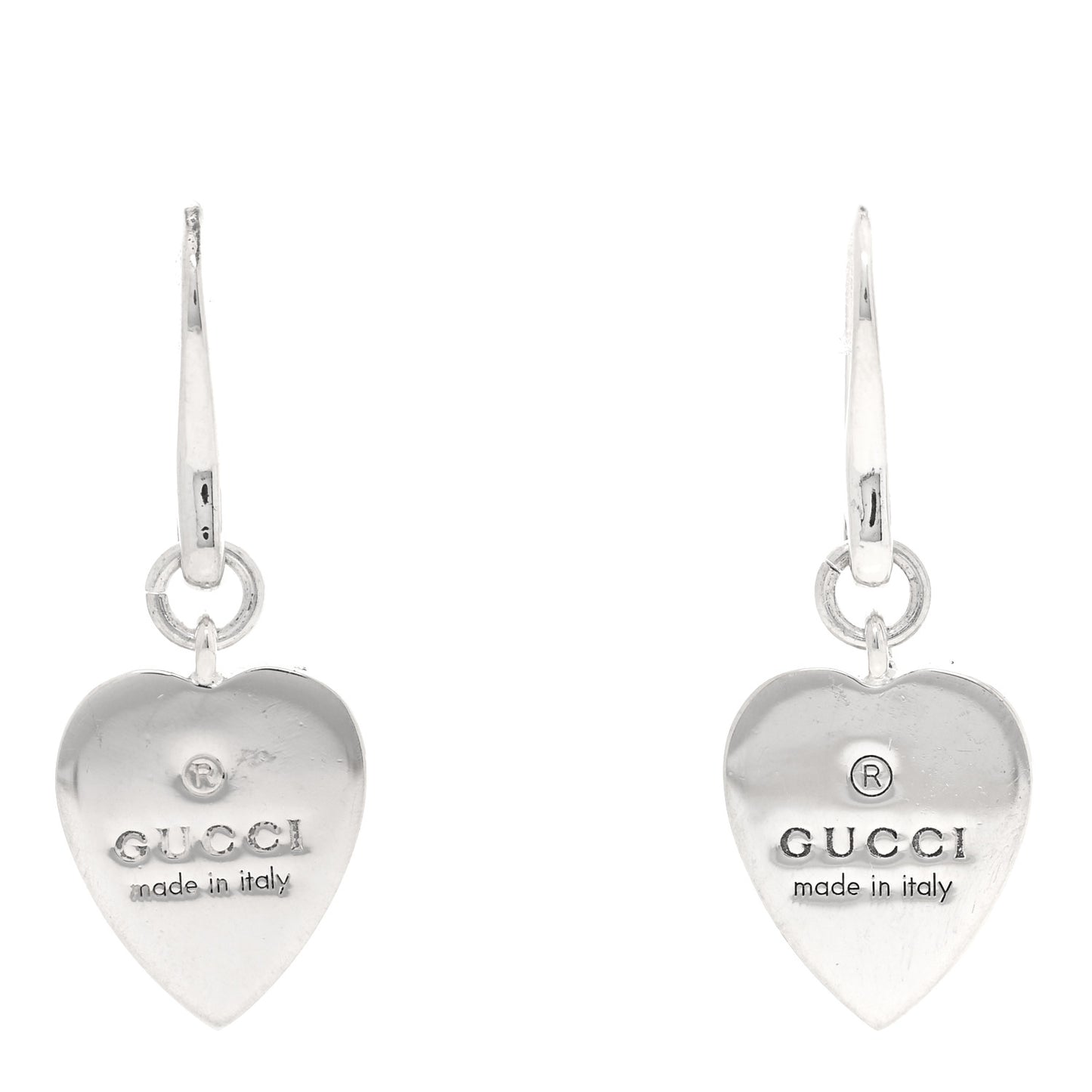 Sterling Silver Trademark Heart Drop Earrings
