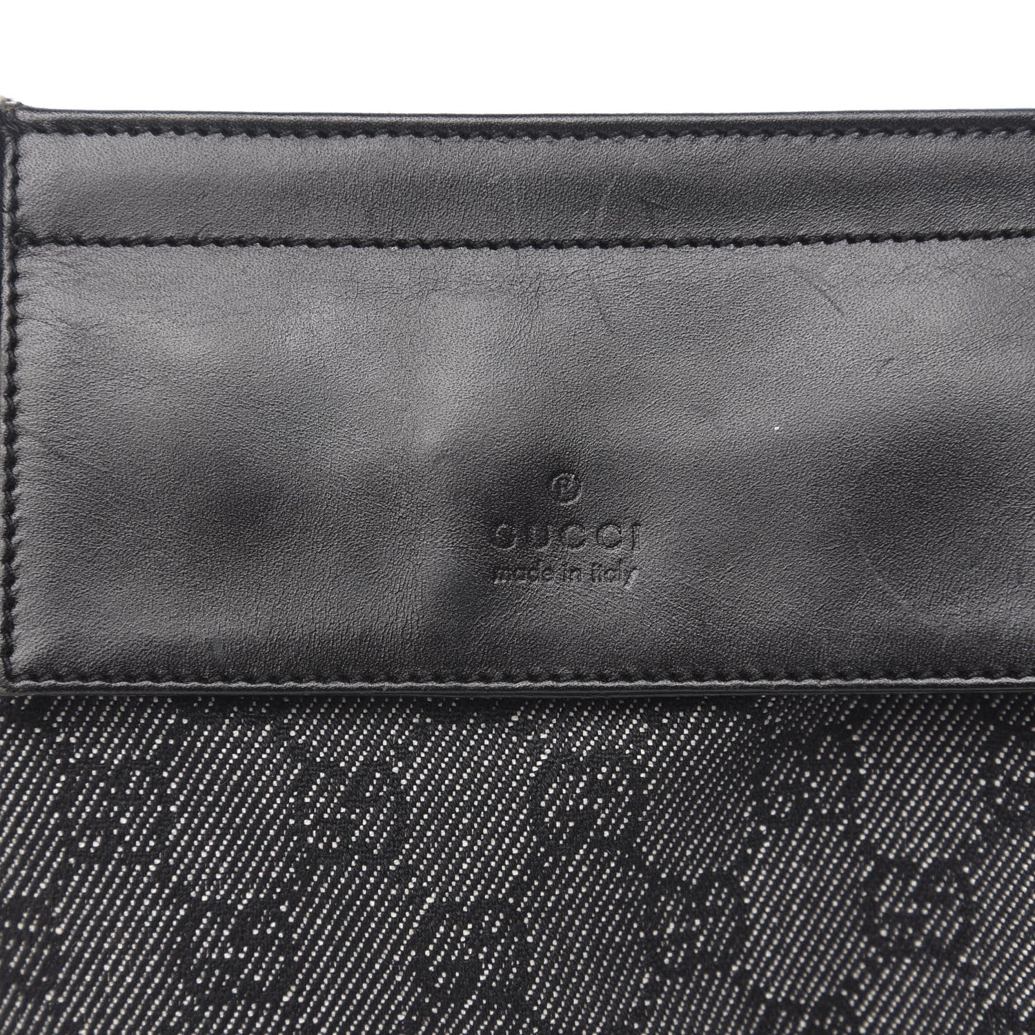Gucci Denim Monogram Double Pocket Belt Bag Black 10 of 10