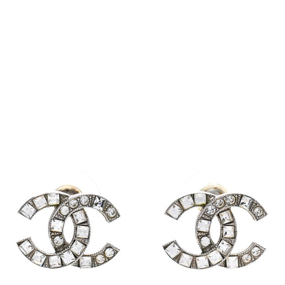 Chanel Baguette Crystal CC Earrings Silver 1 of 4