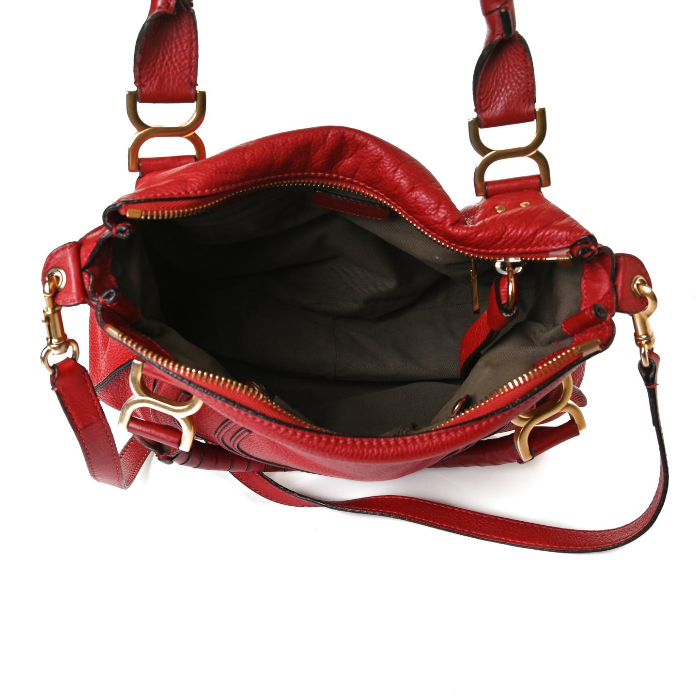 Calfskin Medium Marcie Satchel Peony Red