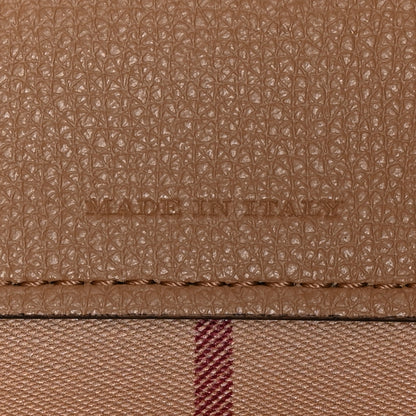 Burberry Grainy Calfskin Haymarket Check Medium Reversible Tote Camel 10 of 21