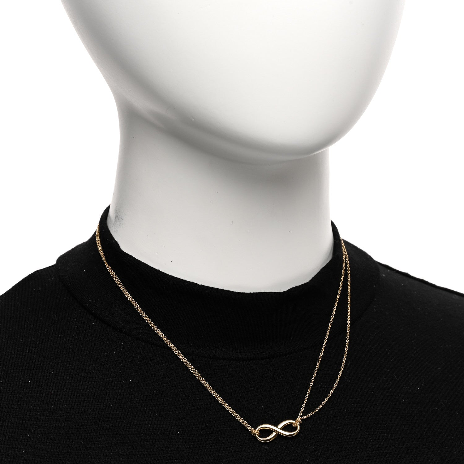 Tiffany 18K Yellow Gold Infinity Double Chain Pendant Necklace 2 of 4