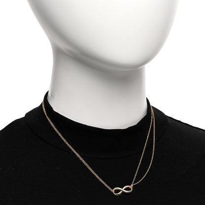 Tiffany 18K Yellow Gold Infinity Double Chain Pendant Necklace 2 of 4
