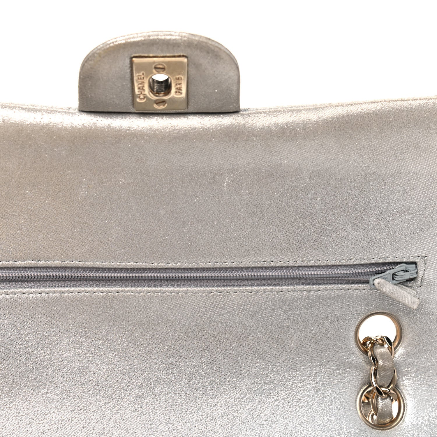 Chanel Iridescent Calfskin Quilted Medium Double Flap Silver 5 of 11