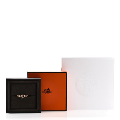 Hermes 18K Rose Gold PM Chaine d'Ancre Enchainee Ring 54 6.75 3 of 9