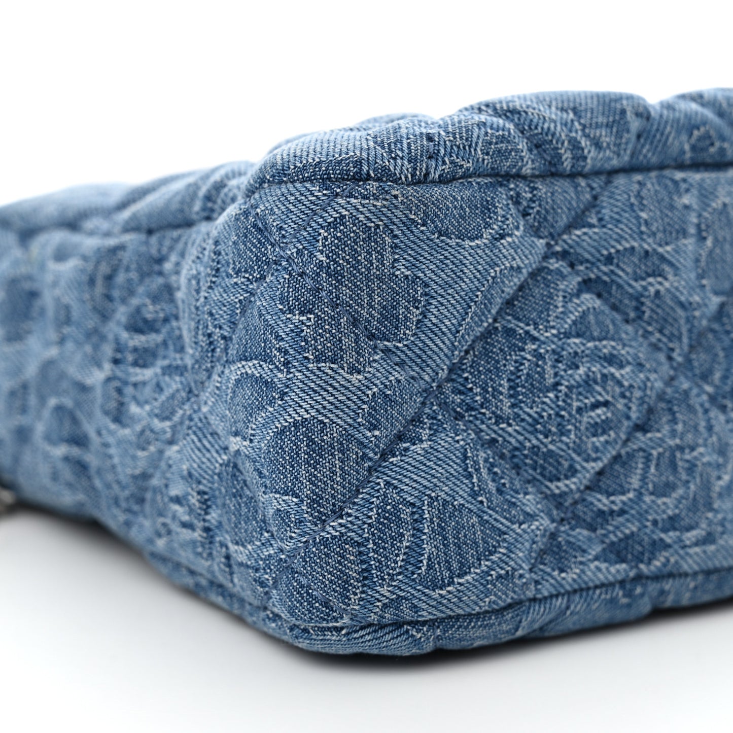 Denim Quilted Camellia Sweetheart Small Hobo Blue