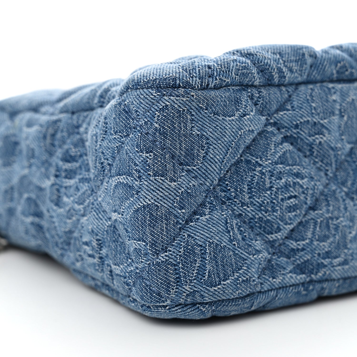 Chanel Denim Quilted Camellia Sweetheart Small Hobo Blue 9 of 12