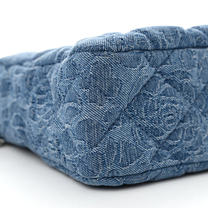 Chanel Denim Quilted Camellia Sweetheart Small Hobo Blue 9 of 12