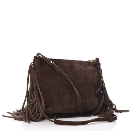 Saint Laurent Suede Calfskin Small Fringe Crossbody Bag Brown 2 of 10