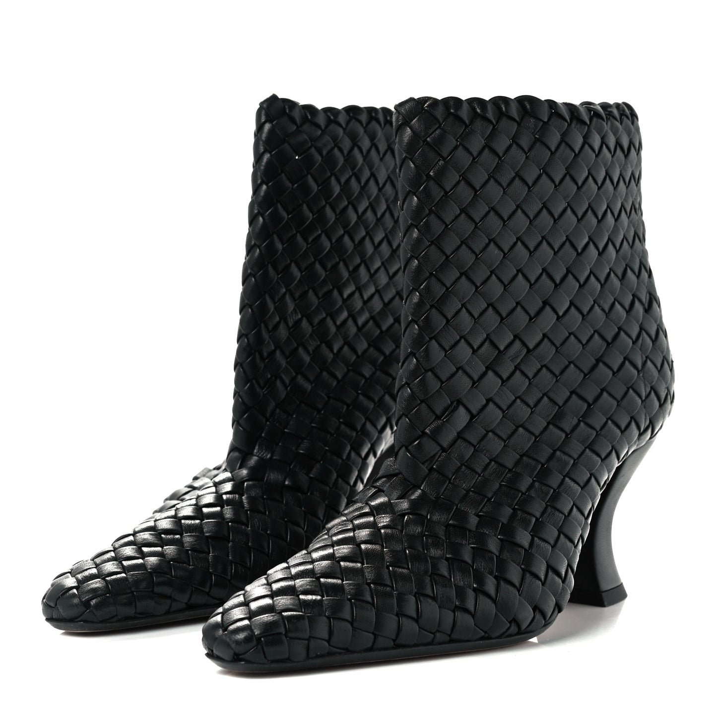 Nappa Intrecciato Ankle Boots 36 Black