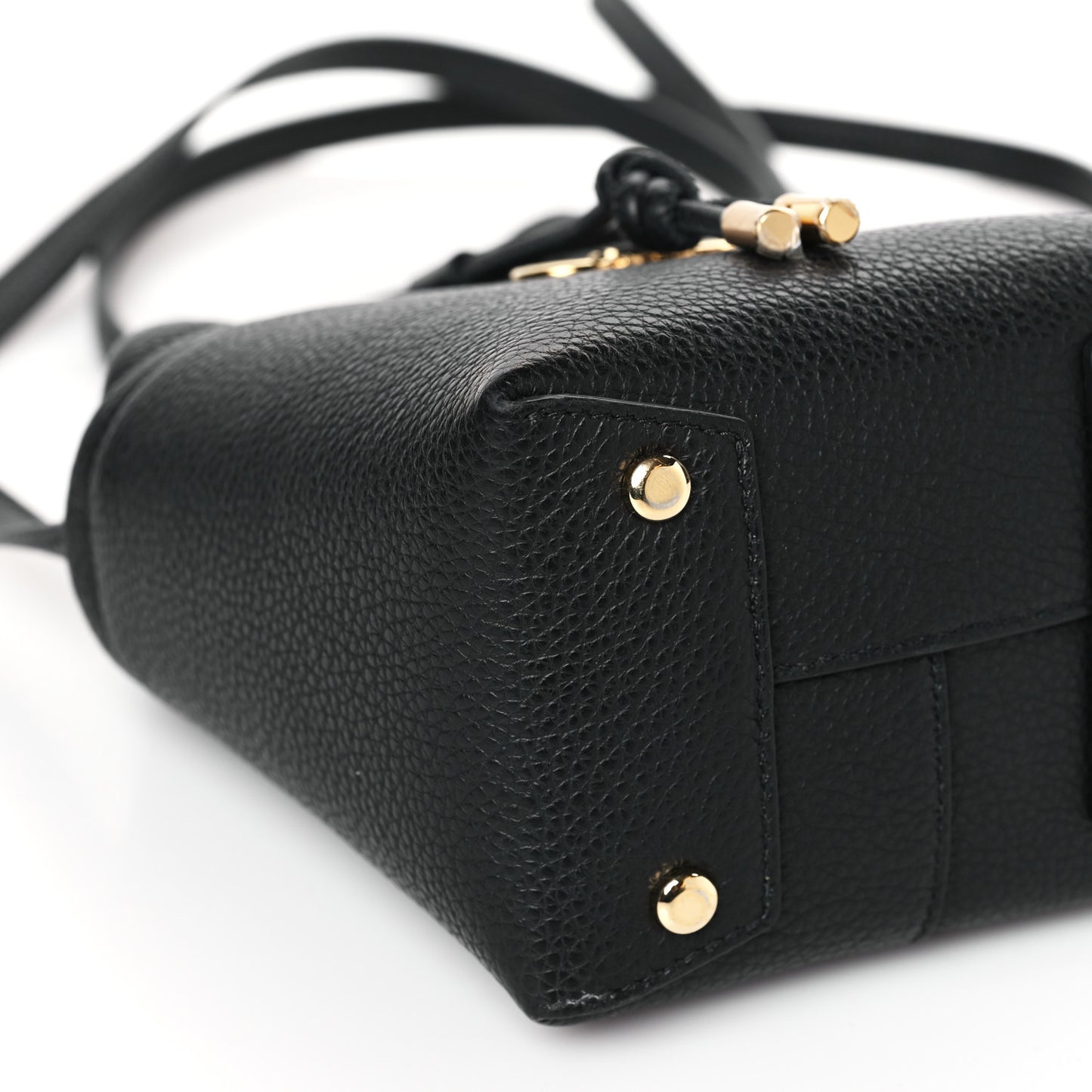 Grained Calfskin Mini Gancino Bucket Bag Black